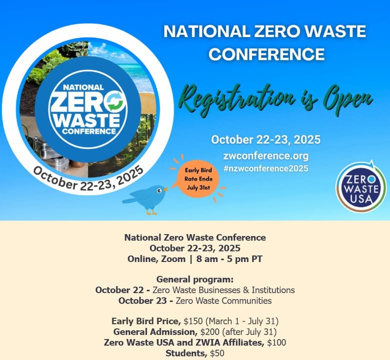 Early Bird Registration is open for the National Zero Waste Conference!
Learn more and register today! events.humanitix.com/nzwc2025

#nzwconference2025 #zerowaste #conference #event #humanitix #earlybird