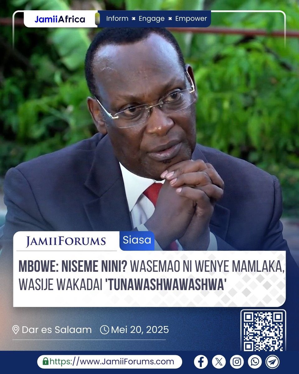 JamiiForums's tweet photo. DAR: Mwenyekiti wa zamani wa #CHADEMA, #FreemanMbowe ameeleza sababu ya kukaa kimya tangu Uchaguzi Mkuu wa chama hicho, Januari 22, 2025 ulipomalizika, akidai wanaotakiwa kuzungumza kwa sasa ni Viongozi waliokabidhiwa Mamlaka na chama
Mei 19, 2025, alipoulizwa na https://t.co/dDd21Ugmlv sababu ya kuwa kimya, alijibu โNiseme nini my brother!? Wasemao ni wenye mamlaka.... wasije wakadai tunawashwawashwa.โ
Ikumbukwe Mei 18, 2025, Mwenyekiti wa CHADEMA Kanda ya Pwani, Boniface Jacob โBoni Yaiโ, alitangaza hana mpango wa kuhama chama, akadaia anaamini baadhi ya Makada wa chama hicho wanaohama wakitumia jina la Mbowe hawajatumwa na Mwanasiasa huyo
Soma https://t.co/z9v0Onx3zb
#JamiiForums #Siasa #Kuelekea2025 #UchaguziMkuu2025