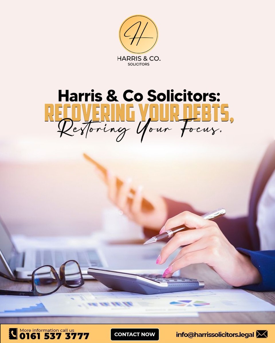 Harris_AndCo's tweet photo. 💼 Tired of chasing unpaid debts? Let Harris &amp; Co. Solicitors handle it for you. We recover what's yours—so you can focus on what matters.
📞 0161 537 3777 | ✉️ info@harrissolicitors.legal
#DebtRecovery #LegalHelp #HarrisAndCoSolicitors #GetPaid https://t.co/85QSTI6jjs