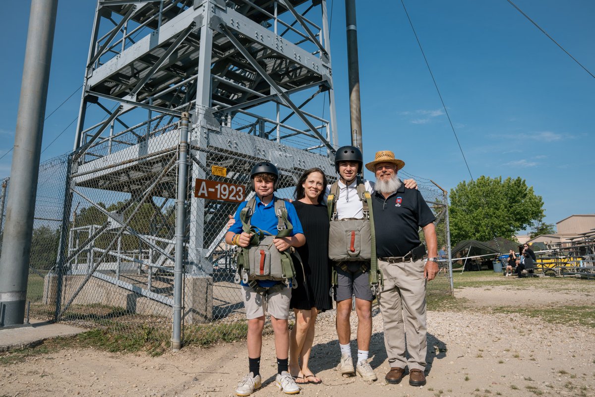 Our Families jumping from the 34’ Tower gives them a small taste of what it’s like to be Airborne. 

CSM(r) Henderson, AA HoF Class of 2025, had 3 generations of his family at the Tower today. USAAAS will have the tower open until 1500 today for friends and family to jump. #aaw25