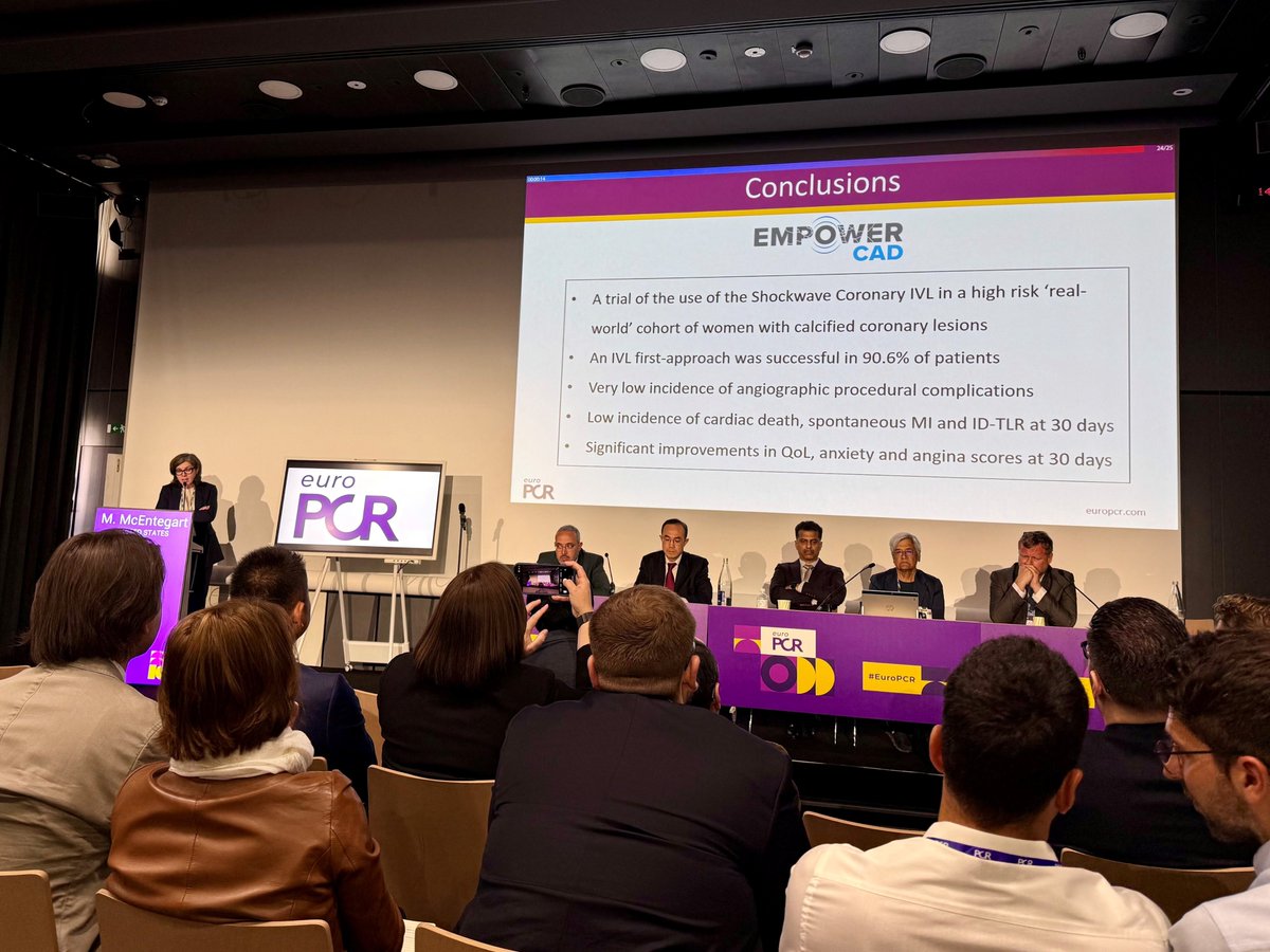 Shockwave Medical (@shockwaveivl) on Twitter photo LATE BREAKER: Dr <a href="/mbmcentegart/">Margaret McEntegart</a> presented the #EMPOWERCAD 30-day outcomes at #EuroPCR. Unlike other calcium modification therapies, #ShockwaveIVL has shown consistently low angiographic complications in both female and male patients. EMPOWER CAD evaluated a real-world, all-comer, LATE BREAKER: Dr <a href="/mbmcentegart/">Margaret McEntegart</a> presented the #EMPOWERCAD 30-day outcomes at #EuroPCR. Unlike other calcium modification therapies, #ShockwaveIVL has shown consistently low angiographic complications in both female and male patients. EMPOWER CAD evaluated a real-world, all-comer,