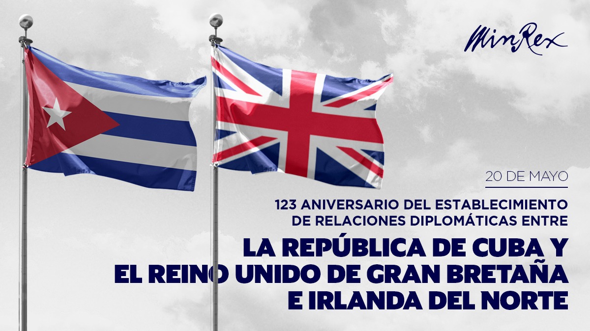 #Cuba 🇨🇺 celebra junto a Reino Unido 🇬🇧 el 123 aniversario del establecimiento de sus relaciones diplomáticas.

Ratificamos la voluntad de continuar fortaleciendo los vínculos bilaterales en los sectores político, económico, comercial y de cooperación.