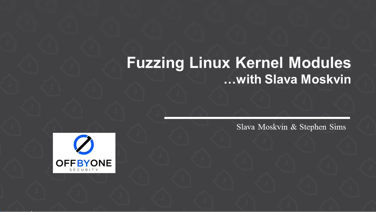 Steph3nSims's tweet photo. Stream Update

The @offby1security with @slava_moskvin_  on Fuzzing Linux Kernel Modules will now run this Thursday, May 22nd at 11AM! 

https://t.co/WpG6mXOAtr https://t.co/03oDc8PPfd