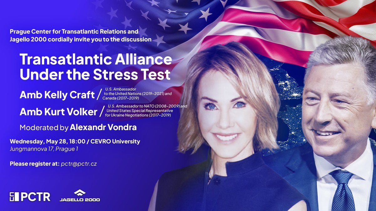 Krize nemusí vést ke katastrofě. Může být katarzním momentem pro partnery i spojence na obou stranách Atlantiku a otevřít novou kapitolu vzájemných vztahů. 🫱🏻‍🫲🏻
Srdečně vás společně s <a href="/PCTR_CEVROinst/">PCTR</a> zveme na diskuzi s názvem Transatlantic Alliance Under the Stress Test, která