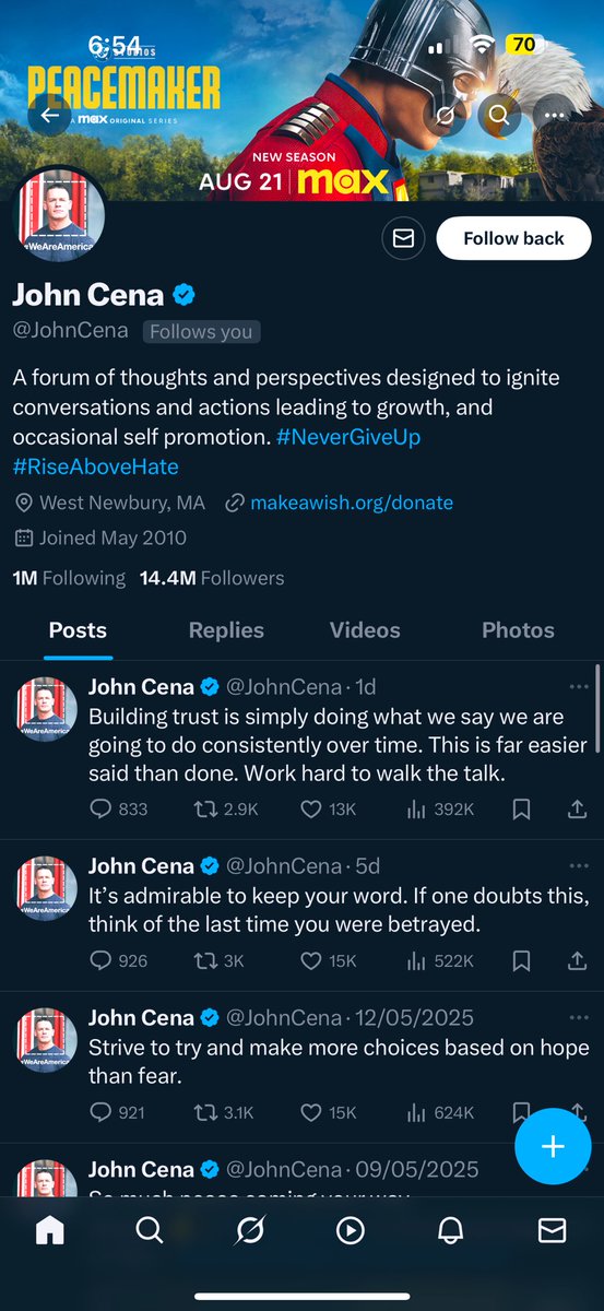 1015z's tweet photo. So the real John Cena followed my other account 😟 https://t.co/8EqqluOXxB