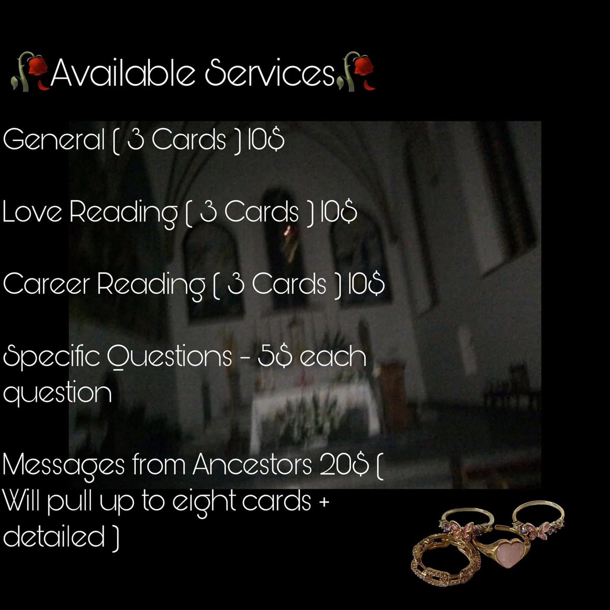 RofocaleTarot's tweet photo. 🥀Bookings Are Open🥀 If You habe a request for something that isn’t listed, please DM me and we can discuss things further. We take PayPal , Cashapp , and Venmo, thanks! #tarotreadings #magic #spellwork #servingthecollective #plsshare https://t.co/nVKPjw8k7Z