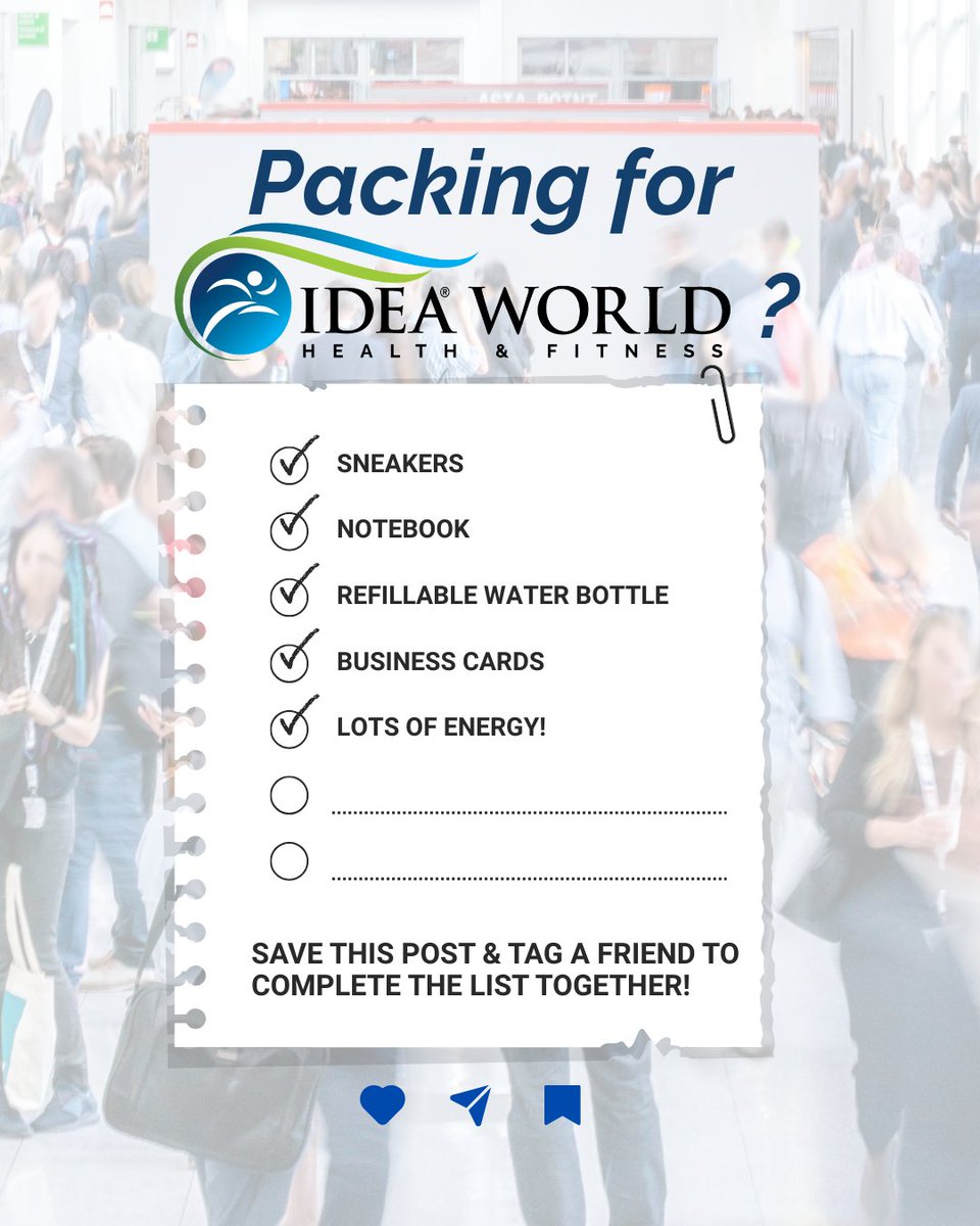 ideafit's tweet image. Packing for 2025 IDEA World in Sacramento? 🧳

Pro tip: leave space for expo swag! 

⚡ Early-Bird pricing saves you $100—expires June 22.
Register NOW🔗 hubs.ly/Q03nbYwZ0

#IDEAWorld2025 #IDEAWorld #ConferencePrep #FitProLife #TravelTips