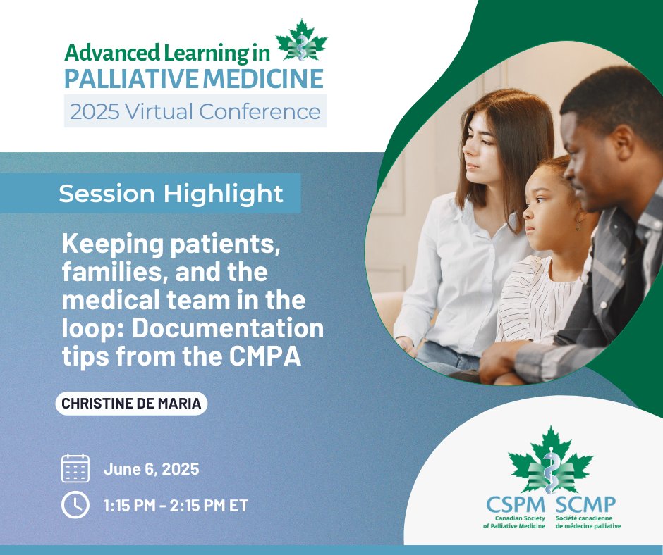 Our ALPM conference is back—and virtual!💡Session Highlight: Explore documentation practices in palliative care that improve communication and reduce medico-legal risk, based on insights from CMPA cases.

Register now: June 5–7 | Online #ALPM2025
site.pheedloop.com/event/alpm25/p…