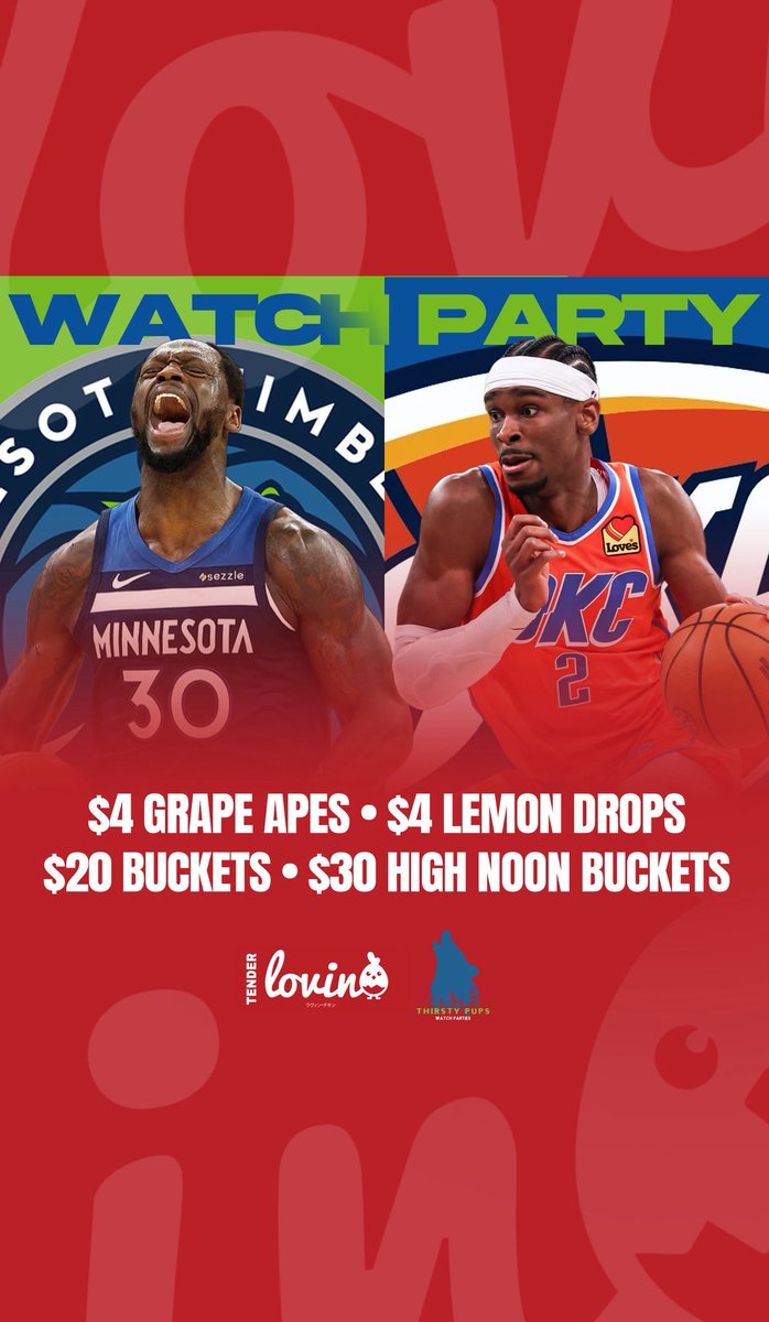Thirsty Pups (@thirstypups) on Twitter photo WCF - GAME 1!!!
7:30 tipoff tonight at <a href="/tenderlovinchix/">Tenderlovinchix</a> 
drink deals below - parking behind the building, plenty of TVs, game audio, spontaneous dancing, cold like Minnesota, grape apes for everyone if the Wolves win!
2700 S Lyndale Ave Minneapolis, MN WCF - GAME 1!!!
7:30 tipoff tonight at <a href="/tenderlovinchix/">Tenderlovinchix</a> 
drink deals below - parking behind the building, plenty of TVs, game audio, spontaneous dancing, cold like Minnesota, grape apes for everyone if the Wolves win!
2700 S Lyndale Ave Minneapolis, MN