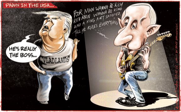 Cartoon4sale's tweet photo. Andy Bunday @bundaycartoons on #Trump #Putin #BruceSpringstein – political cartoon gallery in London https://t.co/dePcTdnXF6 https://t.co/0b1CRZHi9K