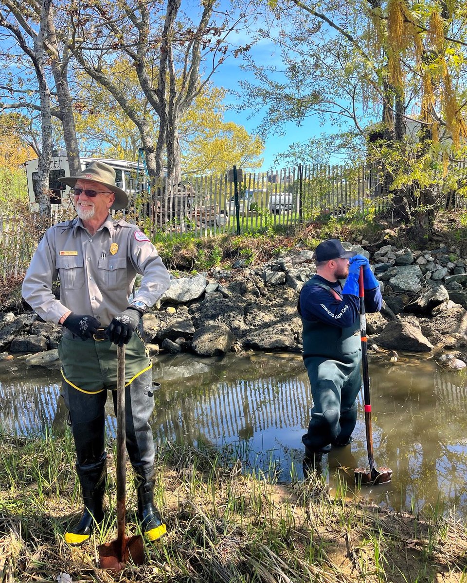 AmeriCorpsCC's tweet photo. Service members = wildlife protectors 💪 #ShorebirdFencing #HerringRun #CapeCod #BarnstableCounty #ProtectedHabitats https://t.co/CDYKOyth9z
