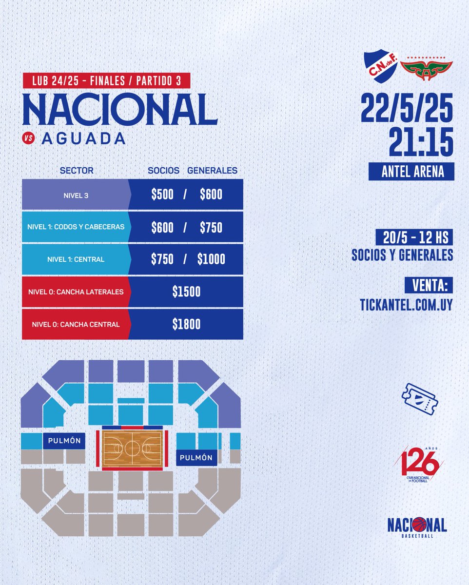 Nacional Basketball (@cndefbasketball) on Twitter photo 🎟 Ya se encuentra habilitada la venta de entradas para la tercera final de la <a href="/LUB_Uy/">Liga Uruguaya de Básquetbol</a> vs Aguada
👉🏻 Comprá la tuya en Tickantel.com.uy/inicio/especta… 🎟 Ya se encuentra habilitada la venta de entradas para la tercera final de la <a href="/LUB_Uy/">Liga Uruguaya de Básquetbol</a> vs Aguada
👉🏻 Comprá la tuya en Tickantel.com.uy/inicio/especta…