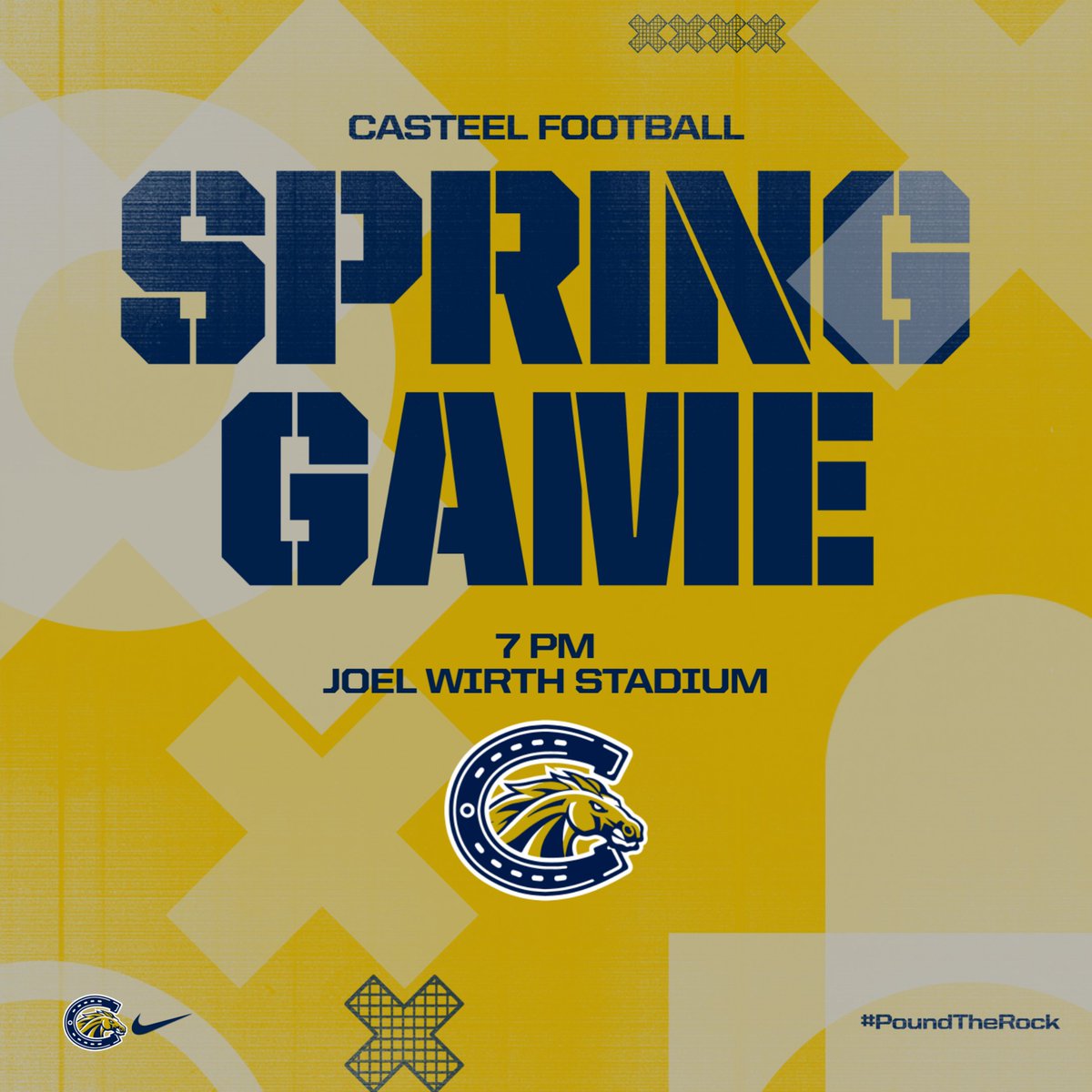 Casteel Football (@casteelfootball) on Twitter photo Spring Game tonight at 7 p.m.!
Food will be available for purchase from Jimbo's Wing'n It and Tiki Jo's Shaved Ice food trucks!
Please bring a case of water bottles for entry!
#PoundTheRock
<a href="/JoeBushman5/">Joe Bushman</a> <a href="/CasteelAthletic/">Casteel Athletics</a> <a href="/CUSDAthletics/">CUSDAthletics</a> Spring Game tonight at 7 p.m.!
Food will be available for purchase from Jimbo's Wing'n It and Tiki Jo's Shaved Ice food trucks!
Please bring a case of water bottles for entry!
#PoundTheRock
<a href="/JoeBushman5/">Joe Bushman</a> <a href="/CasteelAthletic/">Casteel Athletics</a> <a href="/CUSDAthletics/">CUSDAthletics</a>