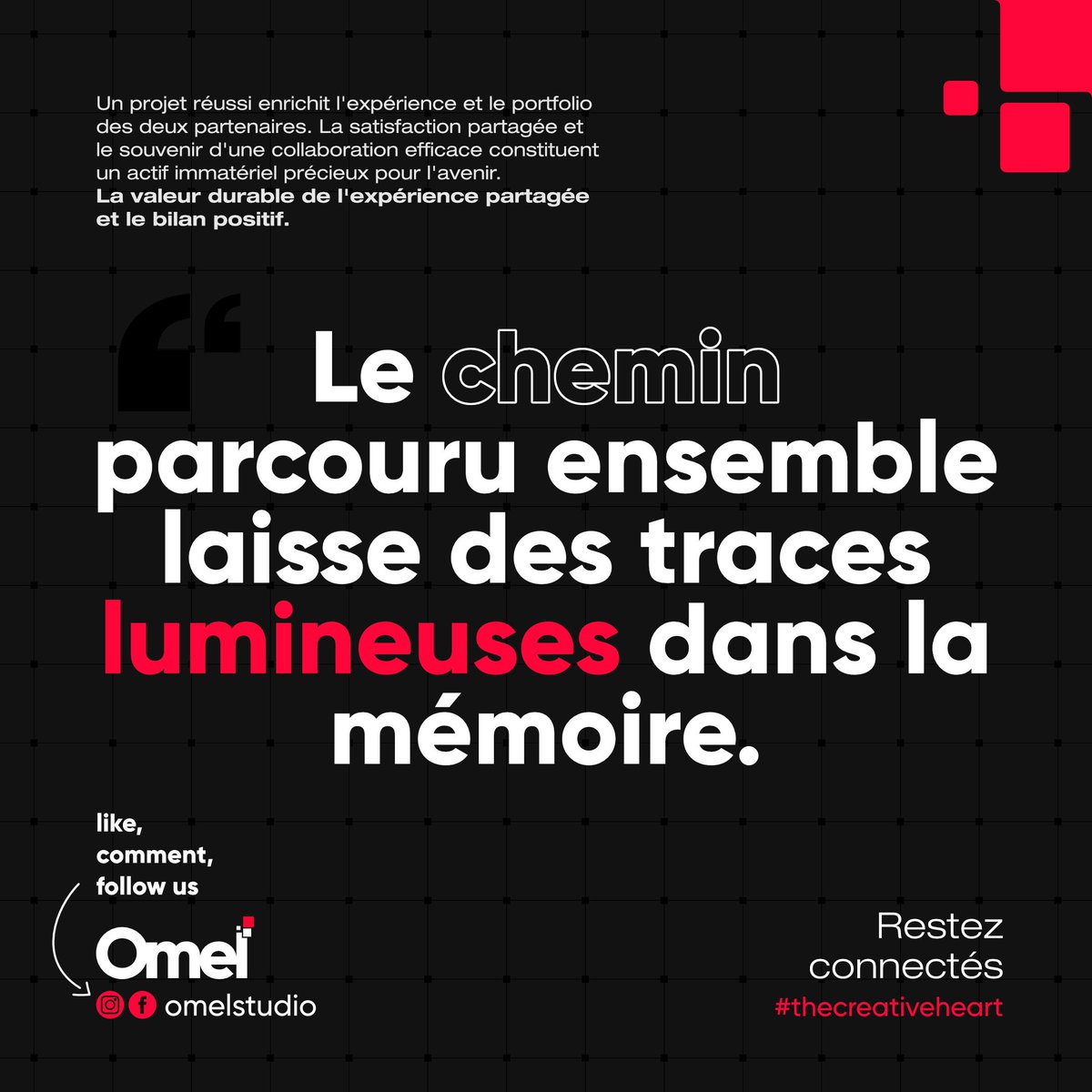 OmelStudio's tweet photo. Beyond delivery: Successful projects build lasting value. Shared experience, enhanced portfolios &amp; positive memories are precious intangible assets. 🤝

 #CollaborationSuccess #PositiveOutcome #MutualBenefit #OmelStudio #TheCreativeHeart https://t.co/y8bI6JkecH