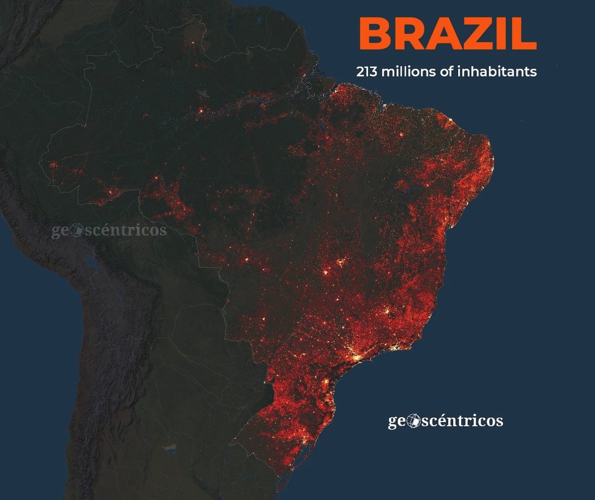 😮 Brasil, un gigante sudamericano 🇧🇷🌎

Con unos 213 millones de habitantes, es  el sexto más poblado del mundo. Su territorio acoge una variedad increíble de culturas, paisajes y dinámicas urbanas que se reflejan en su distribución poblacional.

#FelizMartesATodos