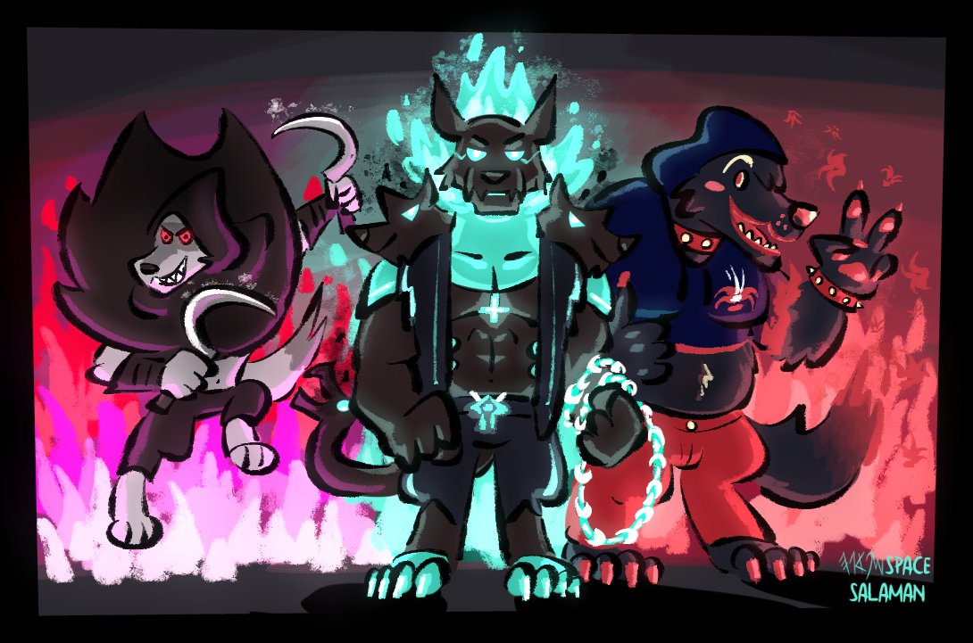 [f] which death wolf is best? 
&gt; death #pussinboots2 | cerberus #fortnite | memento #BeforeYouDepart #marubahrt #furryart #furry #wolfman #furryvn #fanart #deathwolf