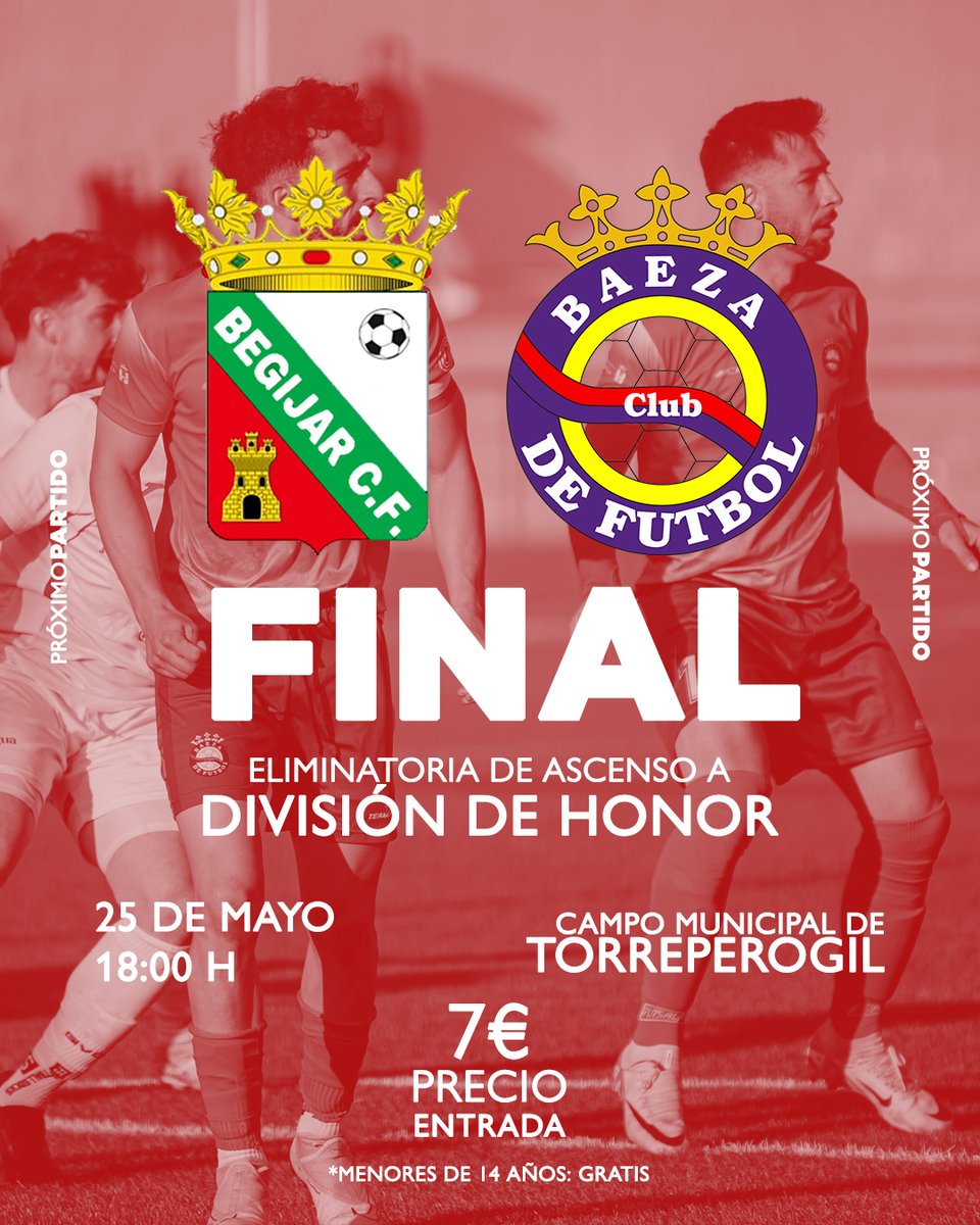 𝗺𝗮ñ𝗮𝗻𝗮 se pondrán a la 𝘃𝗲𝗻𝘁𝗮 𝗹𝗮 𝗲𝗻𝘁𝗿𝗮𝗱𝗮𝘀 𝗱𝗲 𝗹𝗮 𝗳𝗶𝗻𝗮𝗹 y estos serán los puntos de venta:

SEDE CLUB (𝘮𝘪𝘦́𝘳𝘤𝘰𝘭𝘦𝘴 𝘢 𝘷𝘪𝘦𝘳𝘯𝘦𝘴 𝘥𝘦 11-13 𝘩𝘳𝘴 𝘺 18-21 𝘩𝘳𝘴)
RTE.VILLALAR 
BAR JUÁREZ 
𝗕𝗔𝗥 𝗣𝗘𝗗𝗥𝗜𝗧𝗢

<a href="/aytobaeza/">Ayuntamiento Baeza</a> <a href="/oleicolajaen/">Oleícola Jaén • Aoveland</a>