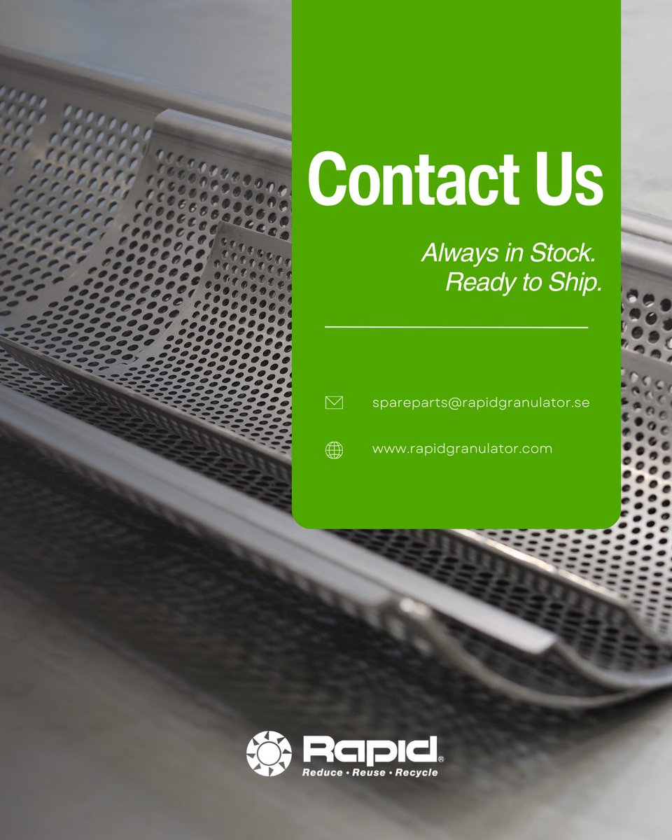 RapidGranulator's tweet photo. Rapid Original Spare Parts ⚙️

✅ Perfect fit for your Rapid machine ✅ Durable &amp; reliable ✅ Always in stock – shipped fast

 Need spare parts? Fill out the form here: https://t.co/t9XwYjlqUf
Or email us directly at spareparts@rapidgranulator.com https://t.co/LSOw51b3Sc