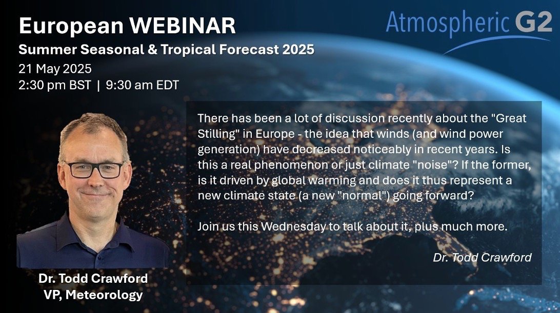 Atmospheric_G2's tweet photo. Get Ready: #AG2’s #European #Summer 2025 #Seasonal #Forecast Webinar – Tomorrow, May 21

Register here: https://t.co/qbMQjGUsOx

Summer 2024 brought stark #weather contrasts to Europe — but what does Summer 2025 have in store? https://t.co/y8jnaLlekh