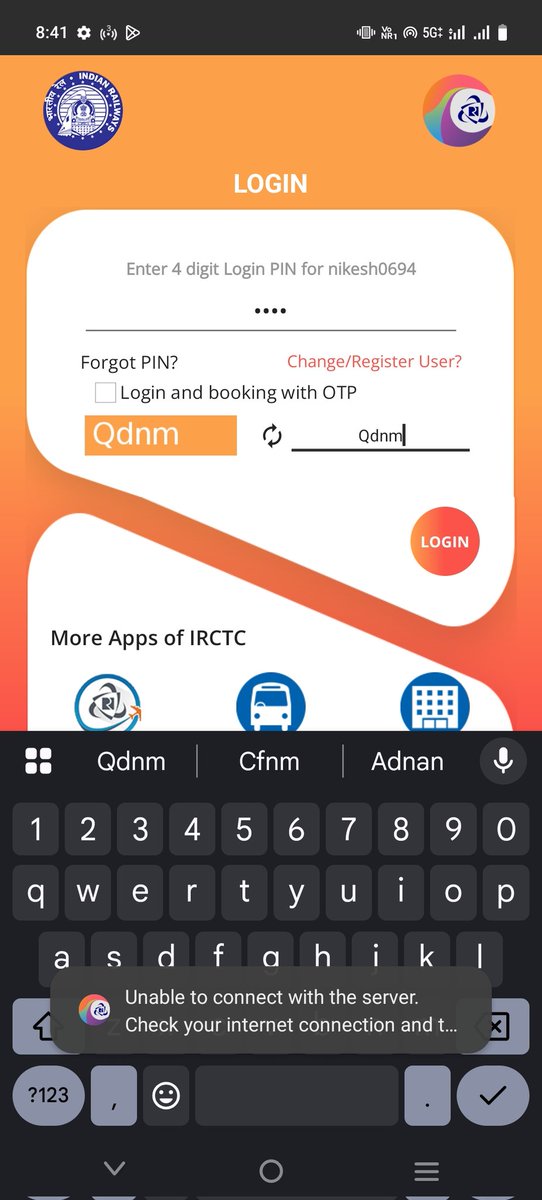 NikeshNikesh095's tweet photo. @IRCTCofficial  APP Not working 😞 
How can I book tickets?????
@RailMinIndia https://t.co/PzjmHm2NMu