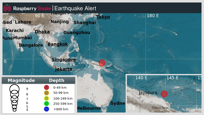 raspishakEQ's tweet photo. Preliminary M6.2 #Earthquake
ID: #rs2025jwhzar
134km from #Angoram, #NearNorthCoastOfPapuaNewGuinea
2025-05-20 15:05 UTC
Source: #GFZ
@raspishake
Join the largest #CitizenScience EQ community ➡ https://t.co/Y5O0dgJqJF
EVENT ➡ https://t.co/Pfw0tWtSpl https://t.co/0cYOjyJtZd
