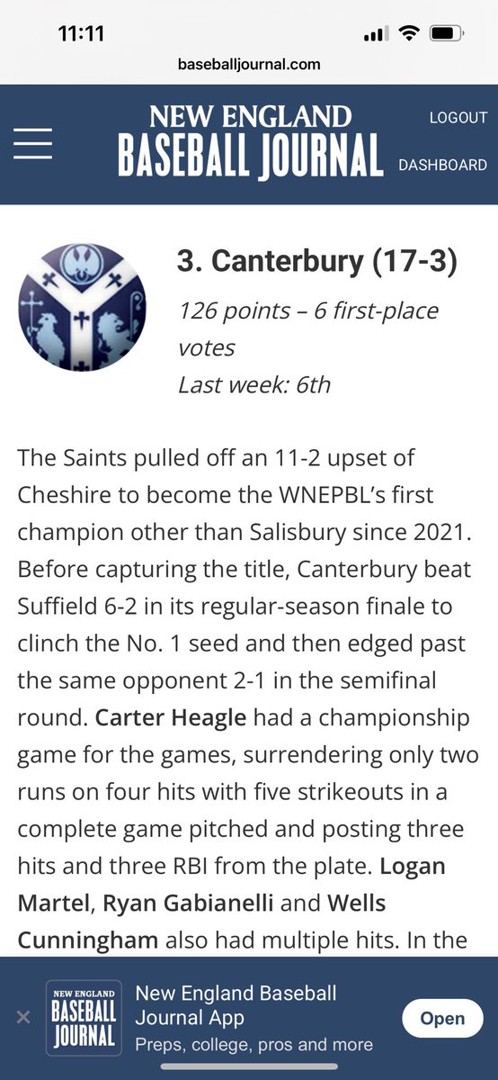 Canterbury Baseball tweet media