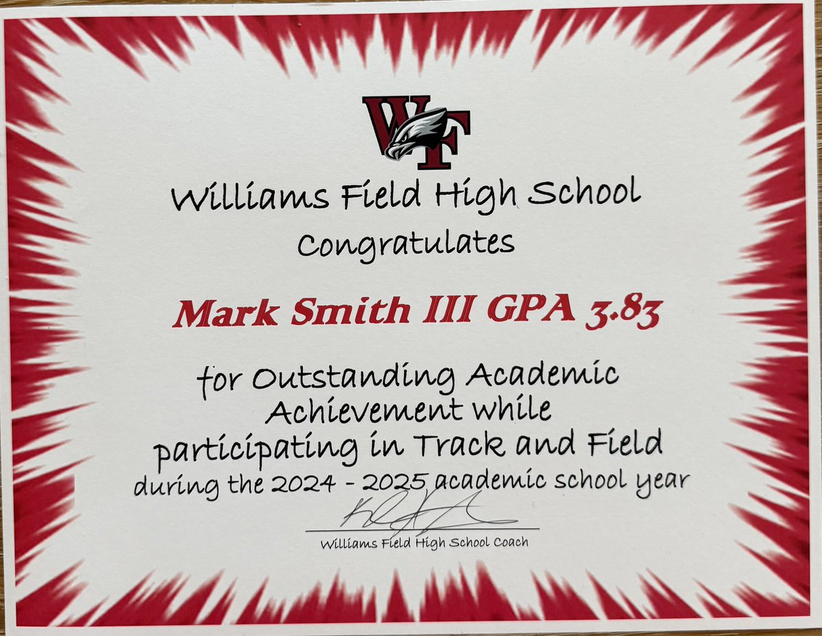 Trey Smith (Mark) (@treysmith2027) on Twitter photo My first year ever running track was great.
ā¢State qualifier & placer
⢠Division 1 qualifier & placer
ā¢School record holder (4x100 relay ā 41.00)
ā¢Academic Excellence (GPA 3.83)
ā¢Varsity Letter
ā¢āUp and Comingā Award
<a href="/BlackHawksTrack/">WF Track & Field</a> <a href="/KelvinHunter21/">Kelvin Hunter(Coach Hunt)</a> My first year ever running track was great.
ā¢State qualifier & placer
⢠Division 1 qualifier & placer
ā¢School record holder (4x100 relay ā 41.00)
ā¢Academic Excellence (GPA 3.83)
ā¢Varsity Letter
ā¢āUp and Comingā Award
<a href="/BlackHawksTrack/">WF Track & Field</a> <a href="/KelvinHunter21/">Kelvin Hunter(Coach Hunt)</a>