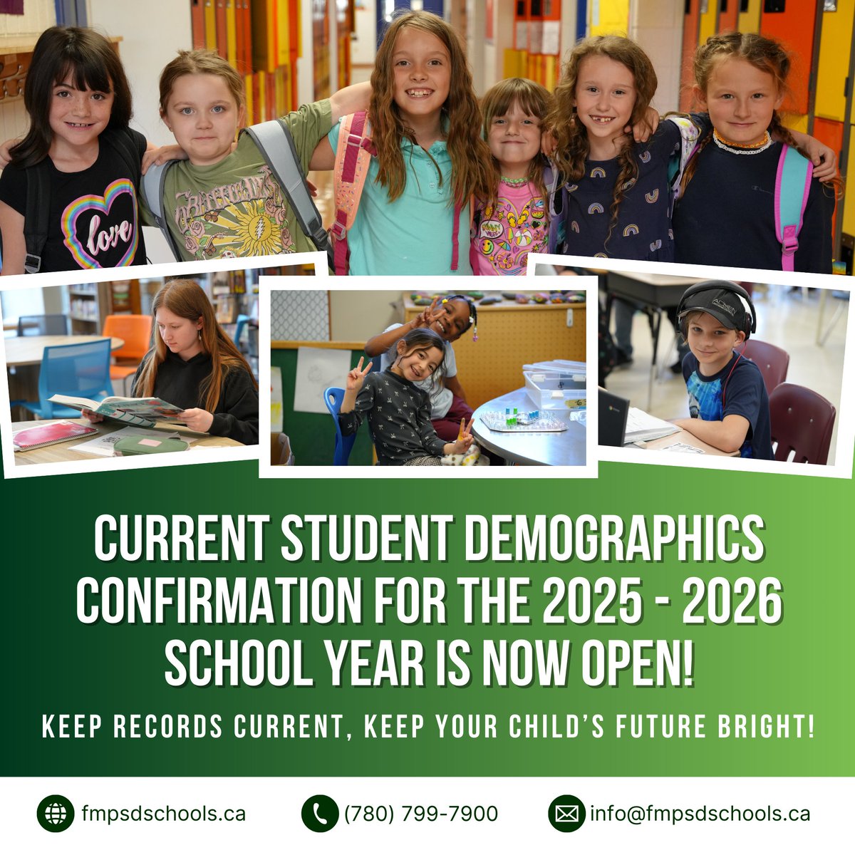 Fort McMurray Public School Division (@fmpsd) on Twitter photo Our Current Student Demographic Forms for the 2025/2026 academic year are live!
FMPSD students, ensure your info is up-to-date for the new school year here: bit.ly/43zvCnB
NEW to FMPSD? Register here: bit.ly/3IIJ39c
<a href="/annaleeskinner/">Annalee Nutter</a>
#FMPSD #YMM #RMWB Our Current Student Demographic Forms for the 2025/2026 academic year are live!
FMPSD students, ensure your info is up-to-date for the new school year here: bit.ly/43zvCnB
NEW to FMPSD? Register here: bit.ly/3IIJ39c
<a href="/annaleeskinner/">Annalee Nutter</a>
#FMPSD #YMM #RMWB