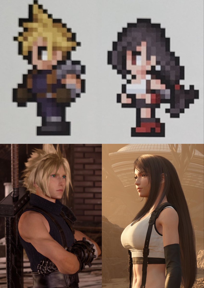Mhdfattal111Al's tweet image. Cloud and Tifa, from Pixel art to 3D models 🔥

#cloti #CloudStrife #TifaLockhart #FF7R