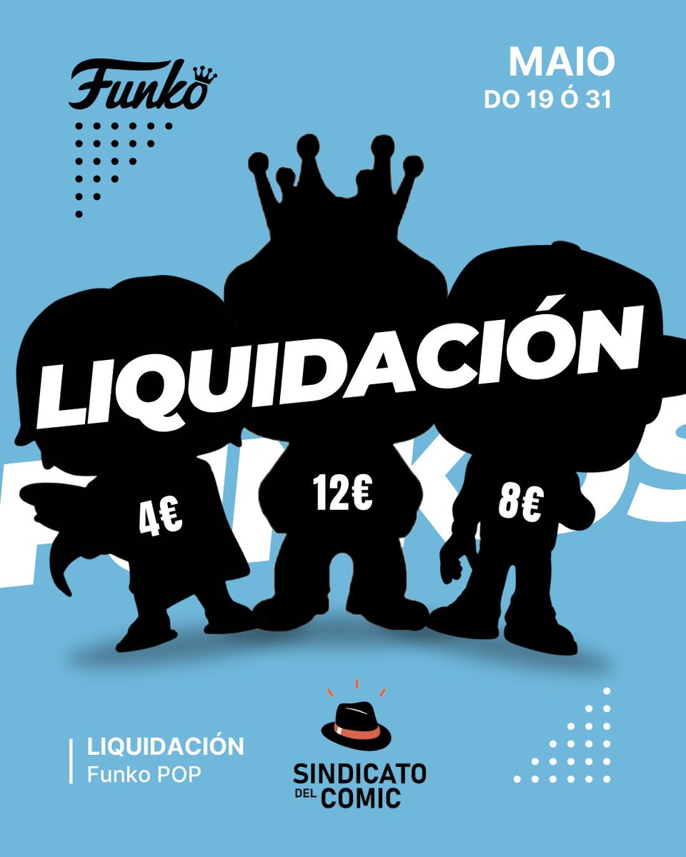 Sindicomic's tweet photo. Que hai, parroquia??

Decímoslle adeus ó fondo de Funko Pops do Sindicato cunhas liquidacións ben xeitosas. https://t.co/sOz9gmlPra
