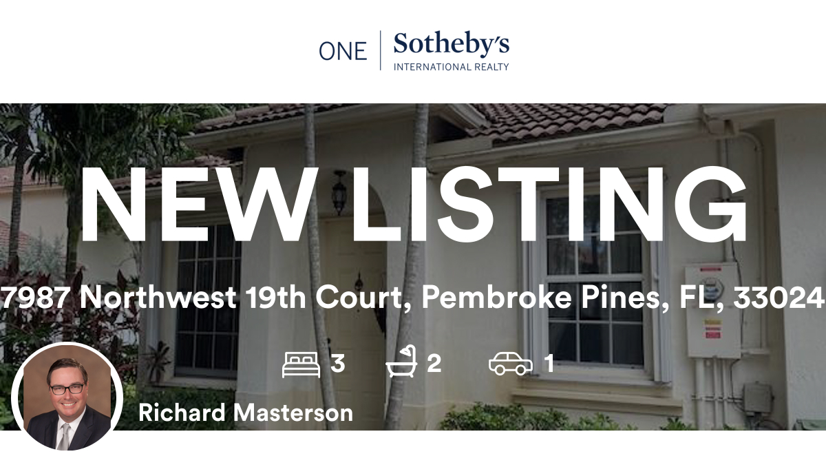 richmastersonFL's tweet image. 🛌 3 🛀 2 🚘 1
📍 7987 Northwest 19th Court, Pembroke Pines, FL, 33024

My latest listing on RateMyAgent.
BROKER 496541
rma.reviews/vsbxf6ct02ft

...
#ratemyagent #realestate #ONE_SOTHEBYS_INTL_REALTY