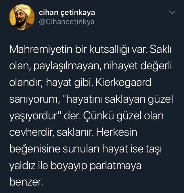 Mahremiyetin bir kutsallığı var.