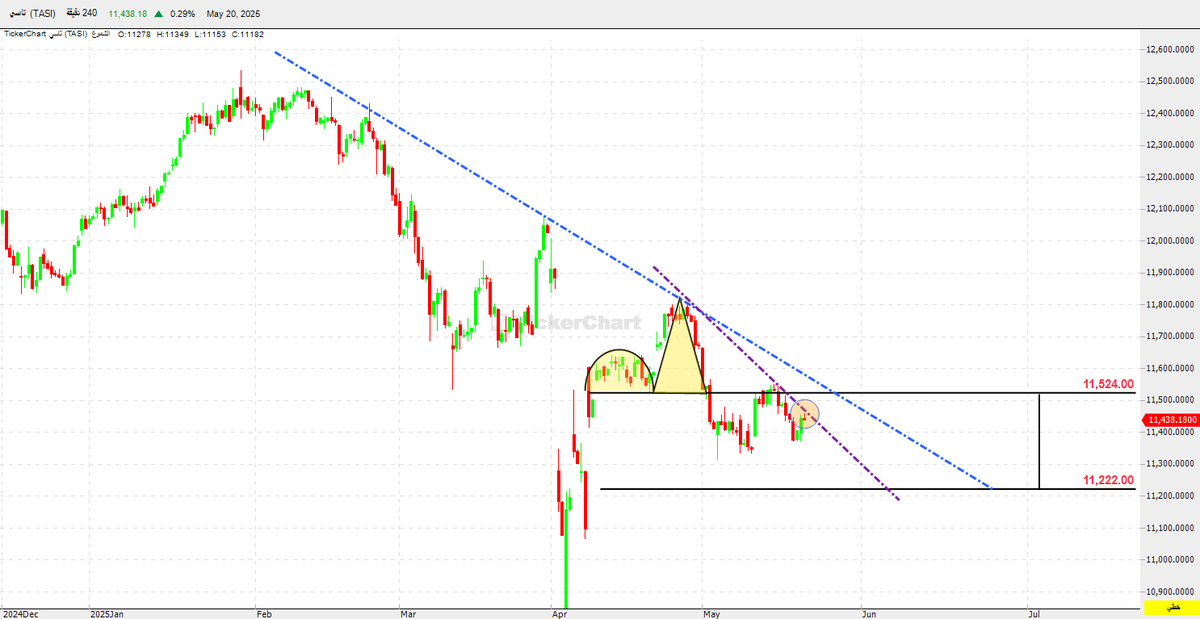 تاسي بدون اضافات ...
لاحظوا أين توقف ...
لامس الترند الأول و تراجع ...