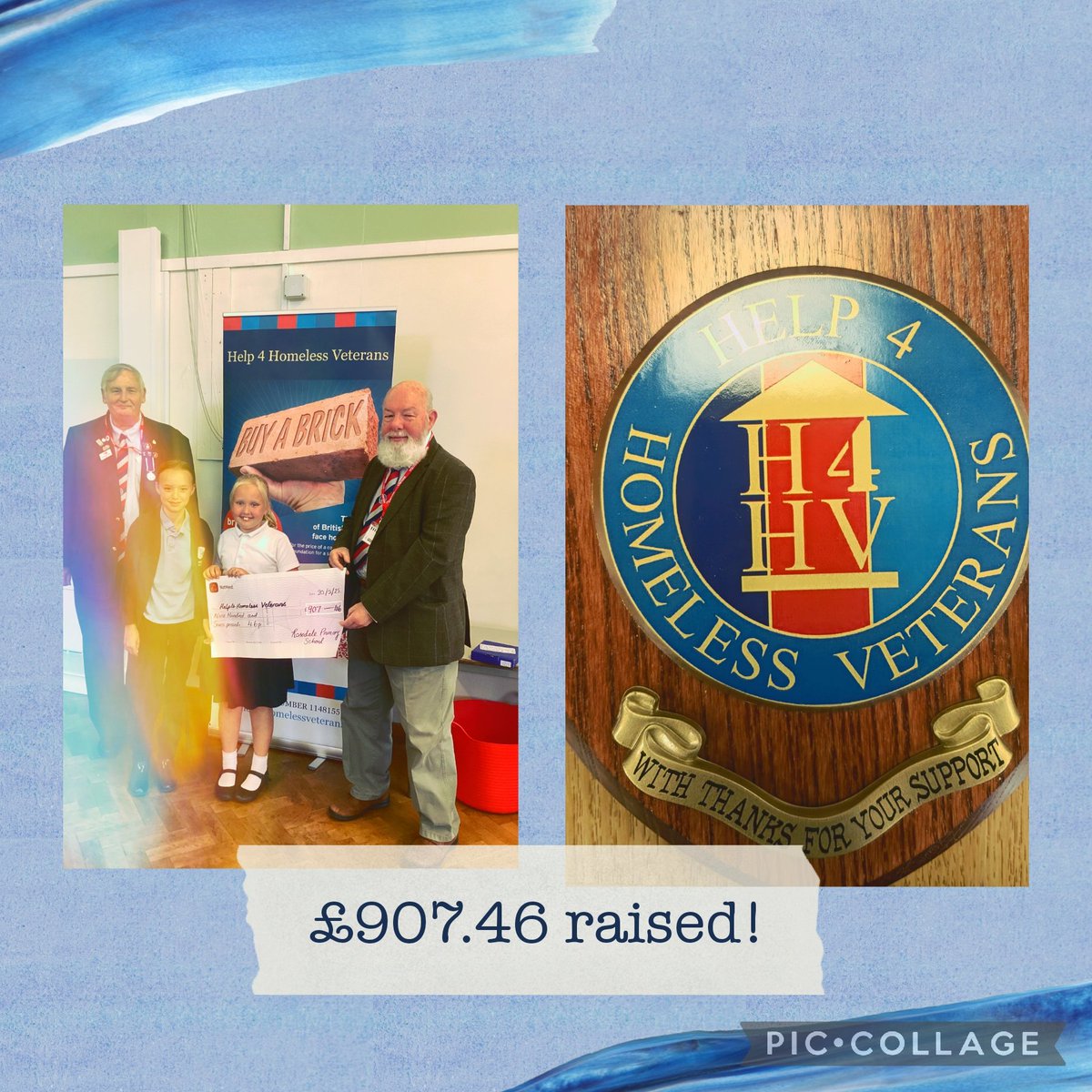 Rosedale Primary School (@elprosedale) on Twitter photo We were honoured to welcome back Steve and John from the local charity Help4homelessveterans, to present a cheque for Β£907.46 raised in our VE day sponsored walk!
Amazing effort from everyone!
We were very surprised and touched to receive a lovely award in return!
<a href="/ExceedLP/">Exceed Learning Partnership</a> We were honoured to welcome back Steve and John from the local charity Help4homelessveterans, to present a cheque for Β£907.46 raised in our VE day sponsored walk!
Amazing effort from everyone!
We were very surprised and touched to receive a lovely award in return!
<a href="/ExceedLP/">Exceed Learning Partnership</a>