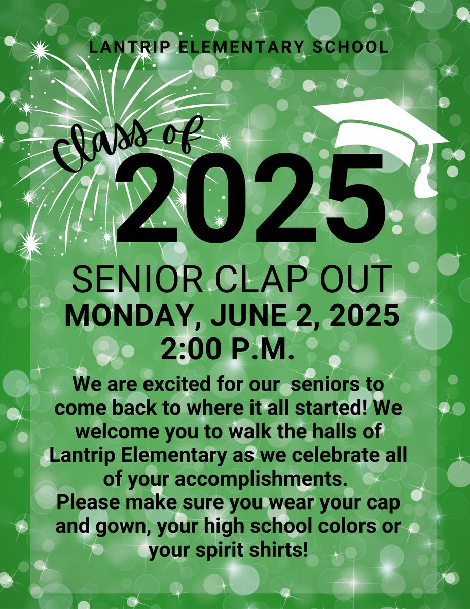 Lantrip Elementary (@lantrip_hisd) on Twitter photo If you attended Lantrip and are graduating this year, we welcome you back June 2 @ 2pm for our Clap Out! <a href="/HoustonISD/">Houston ISD</a> <a href="/DraESVillanueva/">Elena Villanueva, Ed. D.</a> <a href="/BrettStidham/">Brett Stidham</a> <a href="/BrettGallini/">Brett Gallini, Ed.D.</a> If you attended Lantrip and are graduating this year, we welcome you back June 2 @ 2pm for our Clap Out! <a href="/HoustonISD/">Houston ISD</a> <a href="/DraESVillanueva/">Elena Villanueva, Ed. D.</a> <a href="/BrettStidham/">Brett Stidham</a> <a href="/BrettGallini/">Brett Gallini, Ed.D.</a>