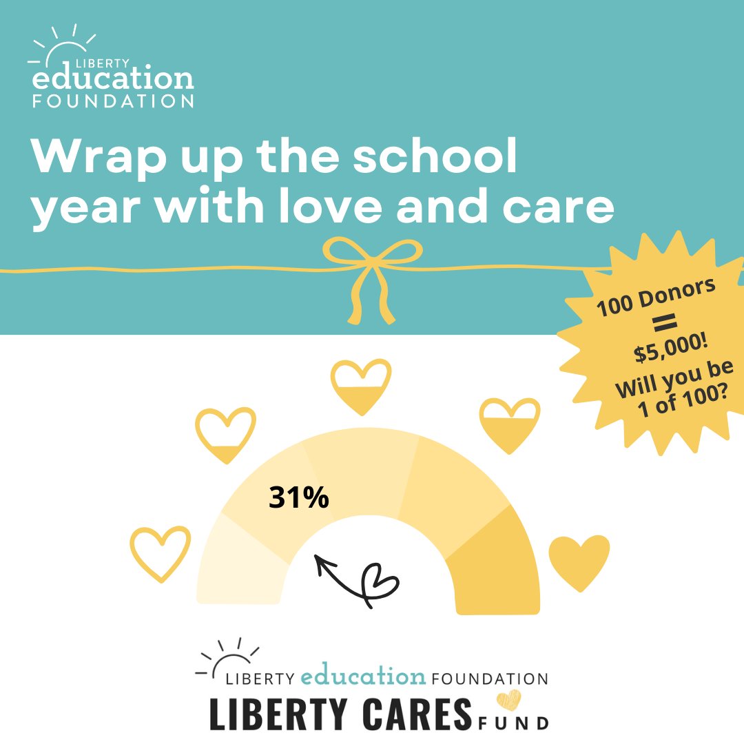 LibertyEdFdn's tweet image. Help us unlock a $5K challenge gift for our Liberty Cares Fund so we can continue to help @LIBERTYSCHOOLS families experiencing financial hardship:
🎒 300 backpacks+headphones
🍎 Meal debt relief
🏠 Emergency summer aid
Give $5 or $50—every gift counts!
👉 givebutter.com/libertycares25