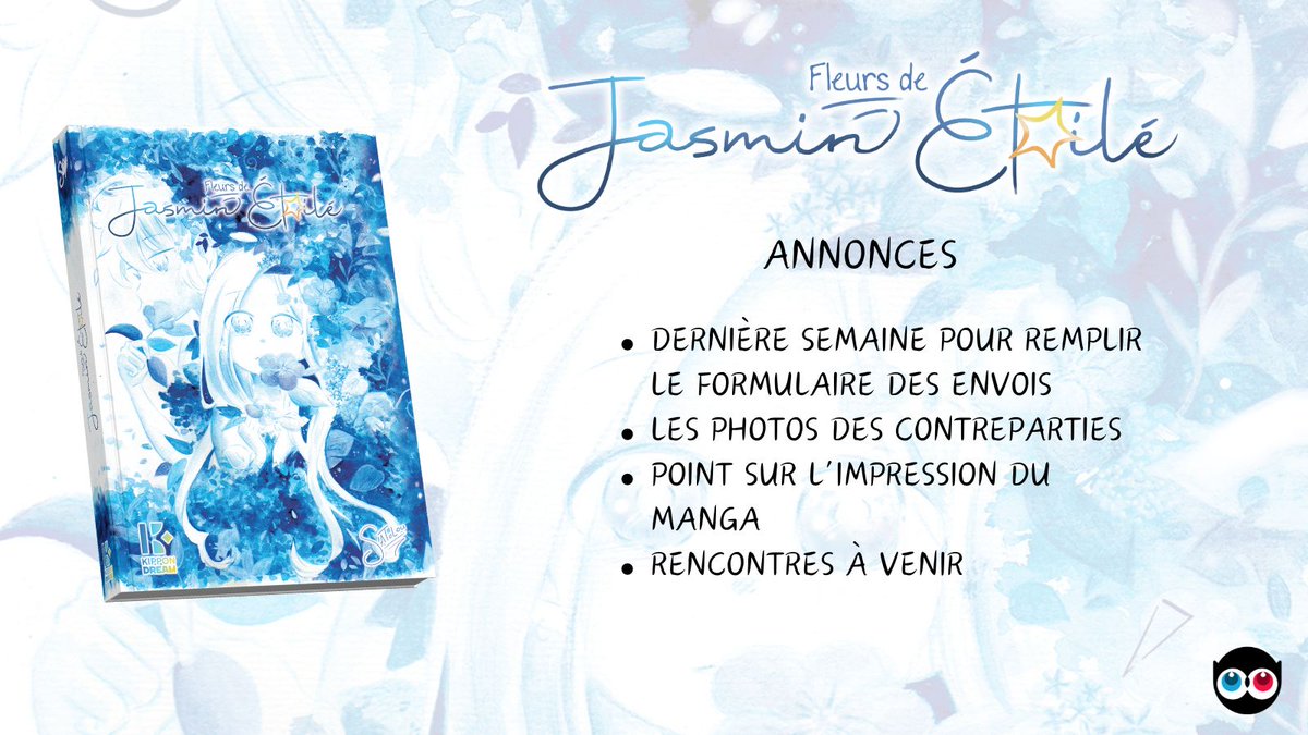 Contributeurs du crowdfunding pour le manga Fleurs de Jasmin Étoilé, on a de belles annonces pour vous !
Rendez-vous dans la dernière news (envoyée par mail) ou directement ici :
fr.ulule.com/fleurs-de-jasm…