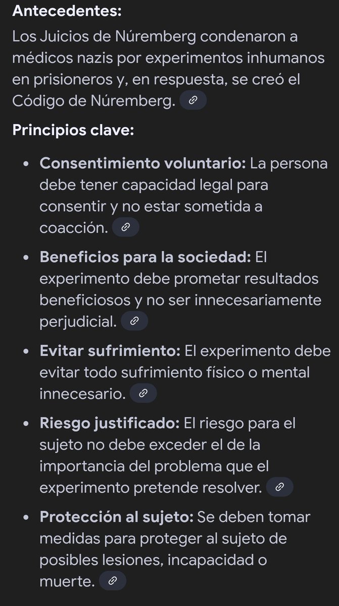 ssergi30's tweet photo. @crismartinj Ese "tratado" viola contundentemente el Código de Núremberg, cuyos principios clave son claros.

La OMS no los respetó en 2020 ylos volverá a violar el año que sea, por culpa de ese "tratado" psicópata.

Dejo aquí resumidos los principis del Código de Núremberg de 1947.👇🏻 https://t.co/9Y5M3AY3fc