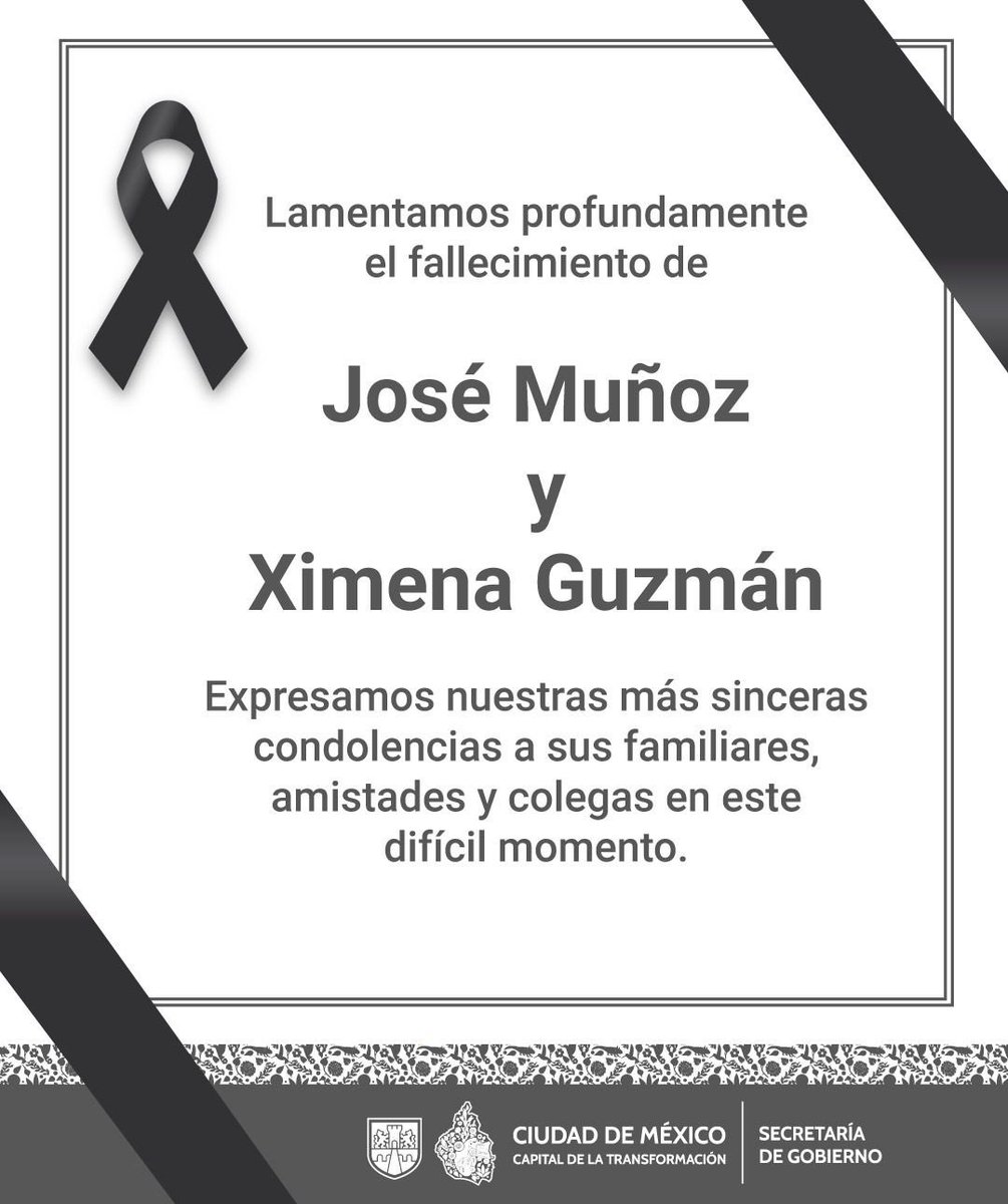 craviotocesar's tweet photo. Lamento profundamente el fallecimiento de Ximena y Pepe, entrañables compañeros de lucha y de este gobierno.

A sus familias y seres queridos, les envío toda mi solidaridad, cariño y apoyo en estos momentos tan difíciles. https://t.co/EiP7sF1Jmy