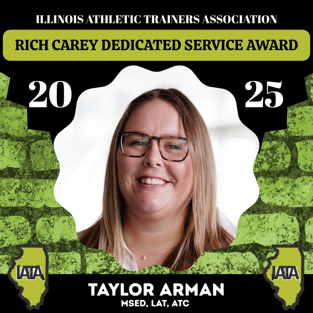 The Rich Carey Dedicated Service Award is given for dedicated service to the IATA/GLATA/NATA and the fields of sports medicine and athletic training. The 2025 Rich Caret Dedicated Service Award goes to Taylor Arman!
#awards #IATA #athletictraining #illinois