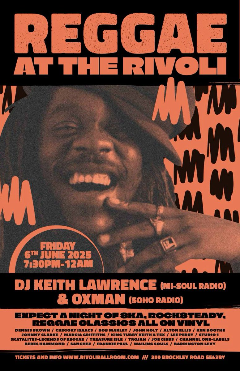 REGGAE AT THE RIVOLI FRI 6TH JUNE @rivoliballroom with Oxman &amp; I. Top vibes all round! The crowd we have come down each month are amazing! The venue is second to none! The last remaining ORIGINAL 50'S ballroom left in London! Tix at rivoliballroom.com