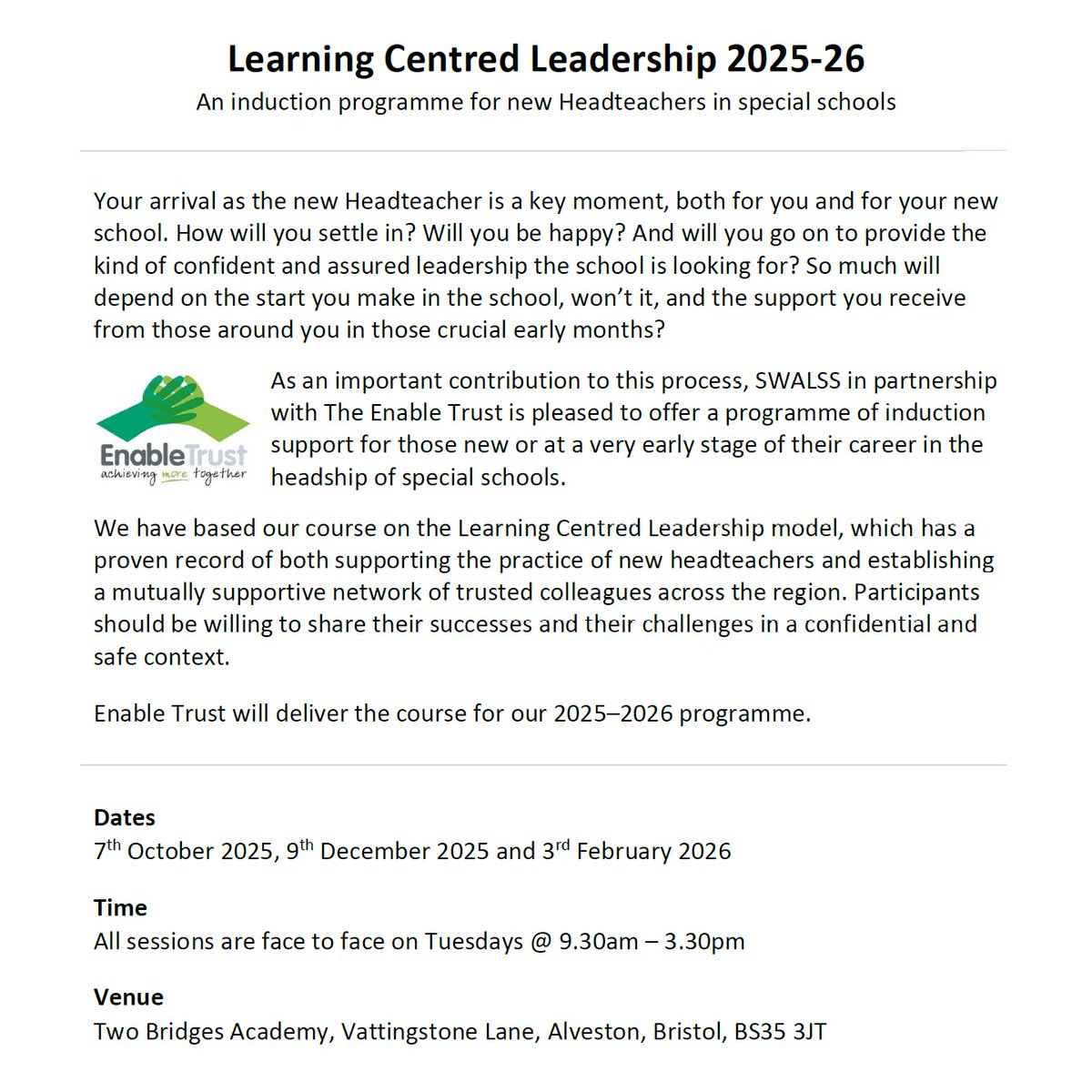 More info and booking here: swalss.co.uk/training