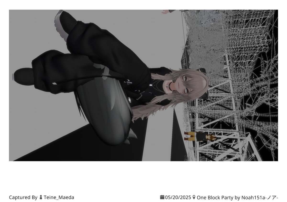 今日のNumber9すごかった。イギリスのアーティストの方がゲストで、音はもとより視覚効果が尋常じゃない。みんなで森に入ったり、UFOでさらわれたりした。VRCの音楽体験の中ではマシュマイレッシュの次くらいに感動した。ポラロイドは定番の安否確認にきた手稲さんに撮ってもらった。
 #N9_VRC