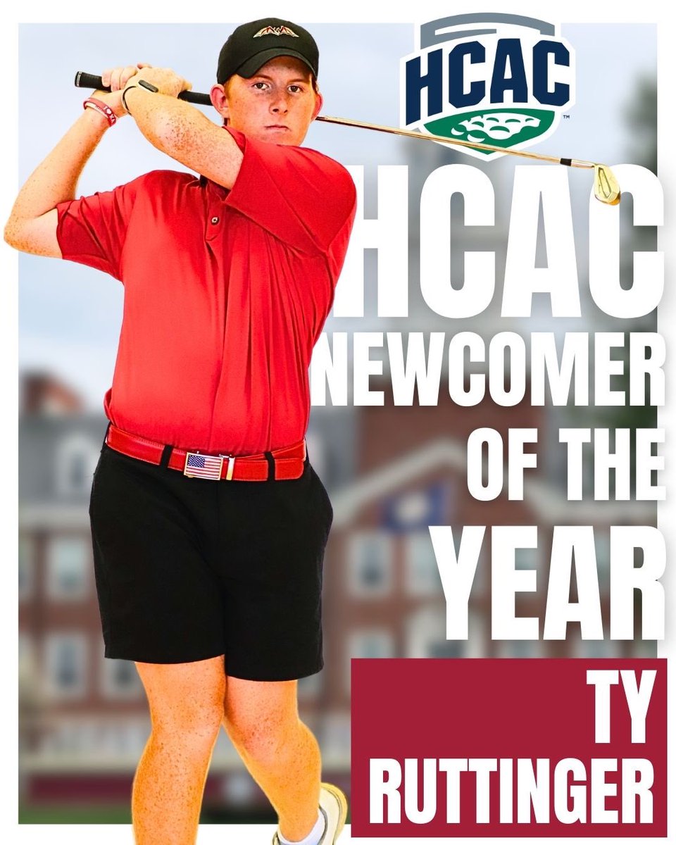 Transylvania's Ty Ruttinger has been named the 2025 HCAC Men’s Golf Newcomer of the Year! The first-year standout from Louisville, KY, finished his debut season ranked 7th in the HCAC, with a scoring average of 76.9 and an adjusted average of 76.3. Ruttinger also earned a #93