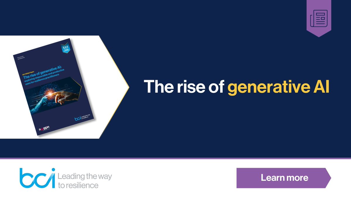 TheBCEye's tweet image. Have you downloaded our free BCAW+R white paper: "The rise of generative AI: Exploring responsible and productive uses for resilience practitioners" (Sponsored by @Noggin) 

Find out more, and access the white paper here: buff.ly/hHTIfrE 

#BCAW2025 #BCAWR2025 #WhitePaper