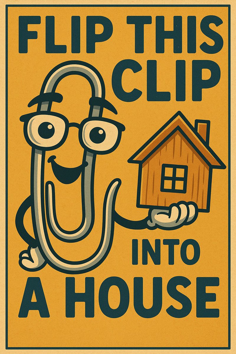PaperclipFlip's tweet photo. Just a clip today… a house tomorrow.
Stack, flip, dream big. 📎...📈...🏠
#Paperclip #MemeEconomy #paperclipchallenge #altseason #memecoin https://t.co/UcIP79kRSL