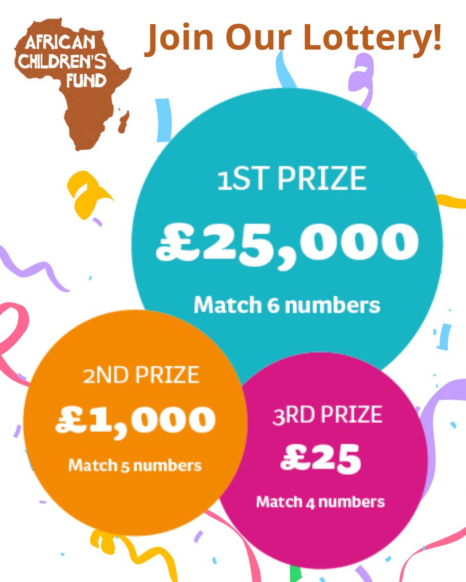 📷 Win Up to £25,000 with Unity Lottery 📷
Aged 18+? Join our weekly lottery for a minimum of £1 per week for a chance to win £25,000. For every £1 you play, you'll receive a unique 6-digit lottery number. Every Friday, a winning number is drawn at random.
africanchildrensfund.org/join-our-lotte…