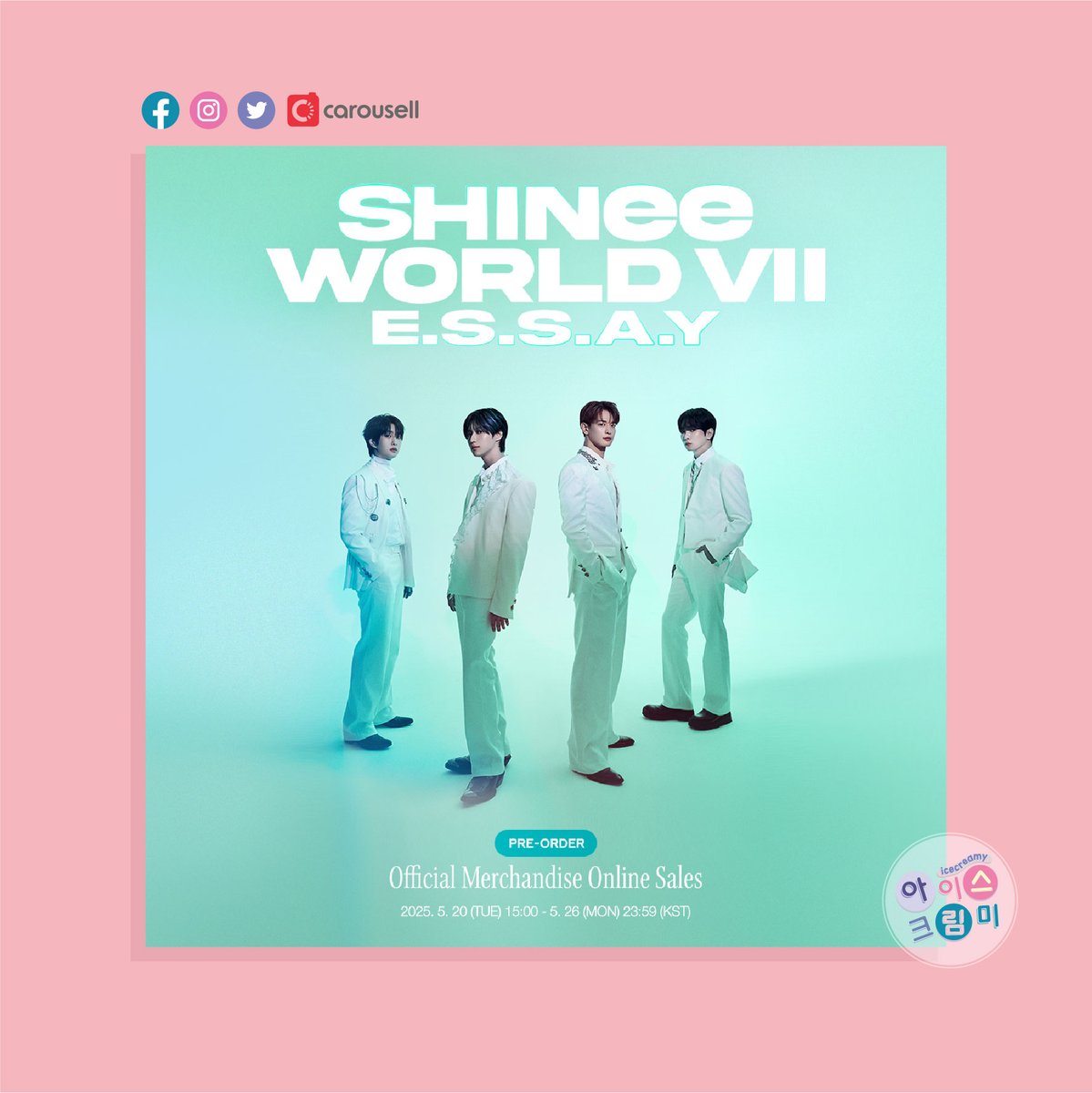 IceCreamy92's tweet photo. 🇲🇾 MY GO

SHINee WORLD VII [E.S.S.A.Y] (Every Stage Shines Around You) OFFICIAL MD

⏰CLOSING: 2025-05-26 (5PM)
⏰SHIPPING: From 25 July 2025
💰INC ems, EXC local postage
⚠️NO 2ND PAYMENT unless overweight
🔗https://t.co/HssJJeYt11

🚚Postage
📌RM8WM (<3KG)
📌RM17EM (<1KG) https://t.co/XpYZFE3xFo