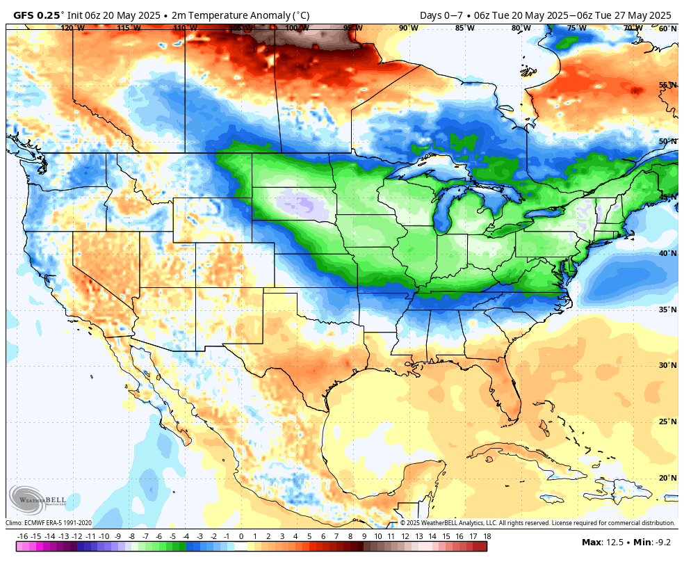 These below seasonal temperatures will remain in place through early next week. Wednesday through Friday could be the coldest late may stretch in almost 60 years across southern Ontario.