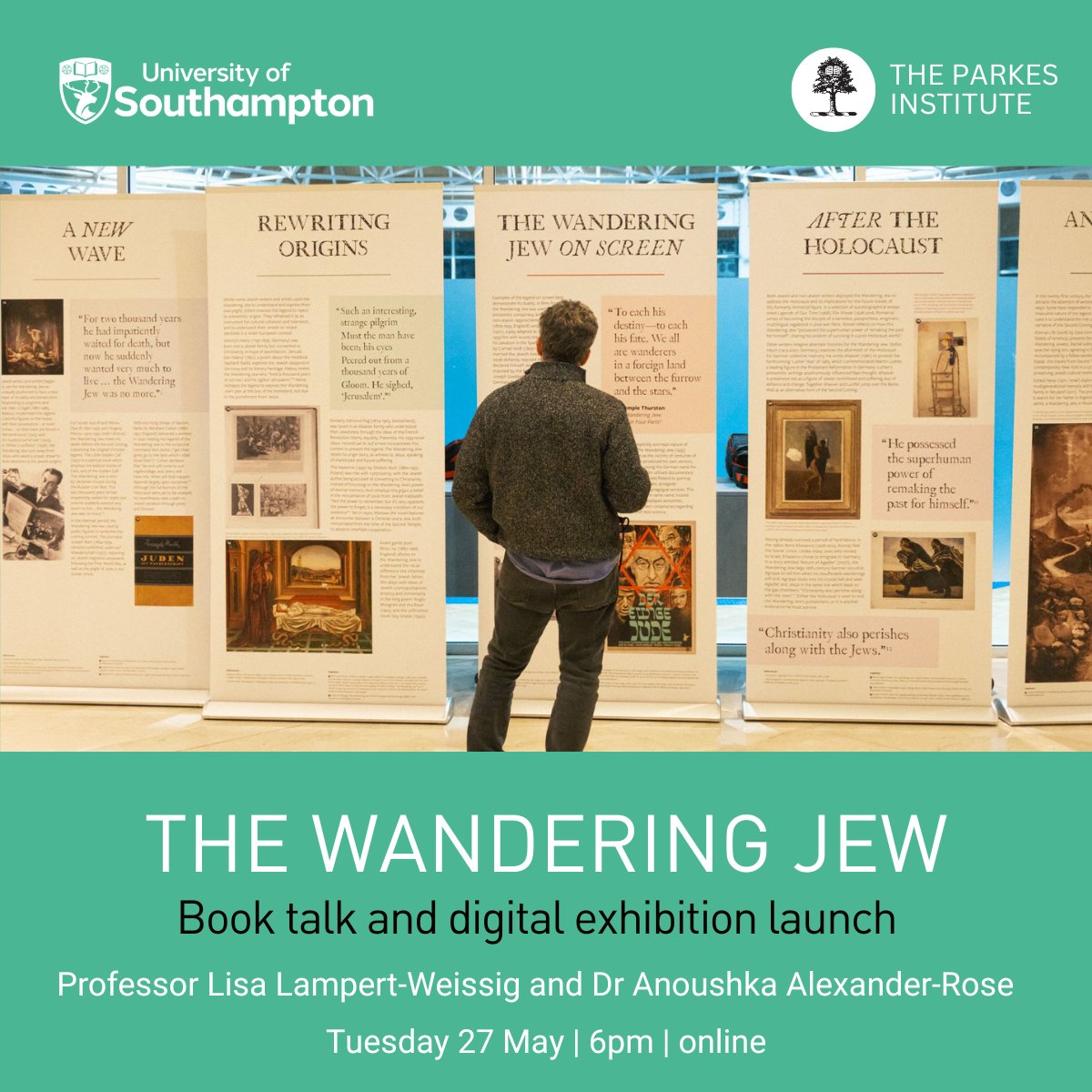Parkes Institute (@parkesinstitute) on Twitter photo 1 week to go until our 'Wandering Jew: Book Launch and Digital Exhibition Launch' webinar with <a href="/TalesoftheNight/">Lisa Lampert-Weissig</a> & <a href="/AAlexanderRose/">Anoushka Alexander-Rose</a>
Tuesday 27th May, online, 6pm: eventbrite.co.uk/e/instrument-o…
<a href="/JHSEngland/">Jewish Historical Society of England (JHSE)</a> <a href="/GermanHistSoc/">German History Society</a> <a href="/SotonEnglish/">English at Soton</a> <a href="/UCSanDiego/">UC San Diego</a> <a href="/UofMPress/">University of Michigan Press</a> <a href="/HistoryAtSoton/">University of Southampton History Department</a> <a href="/EventsUoS/">University of Southampton Events</a> 1 week to go until our 'Wandering Jew: Book Launch and Digital Exhibition Launch' webinar with <a href="/TalesoftheNight/">Lisa Lampert-Weissig</a> & <a href="/AAlexanderRose/">Anoushka Alexander-Rose</a>
Tuesday 27th May, online, 6pm: eventbrite.co.uk/e/instrument-o…
<a href="/JHSEngland/">Jewish Historical Society of England (JHSE)</a> <a href="/GermanHistSoc/">German History Society</a> <a href="/SotonEnglish/">English at Soton</a> <a href="/UCSanDiego/">UC San Diego</a> <a href="/UofMPress/">University of Michigan Press</a> <a href="/HistoryAtSoton/">University of Southampton History Department</a> <a href="/EventsUoS/">University of Southampton Events</a>